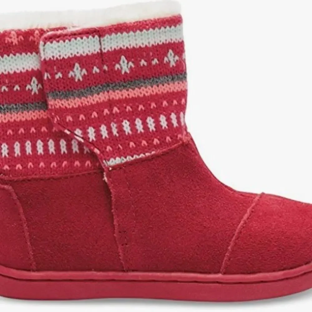 TOMS Nepal Boots Fuchsia Suede Fair Isle Tiny Size 5 - Picture 3 of 3